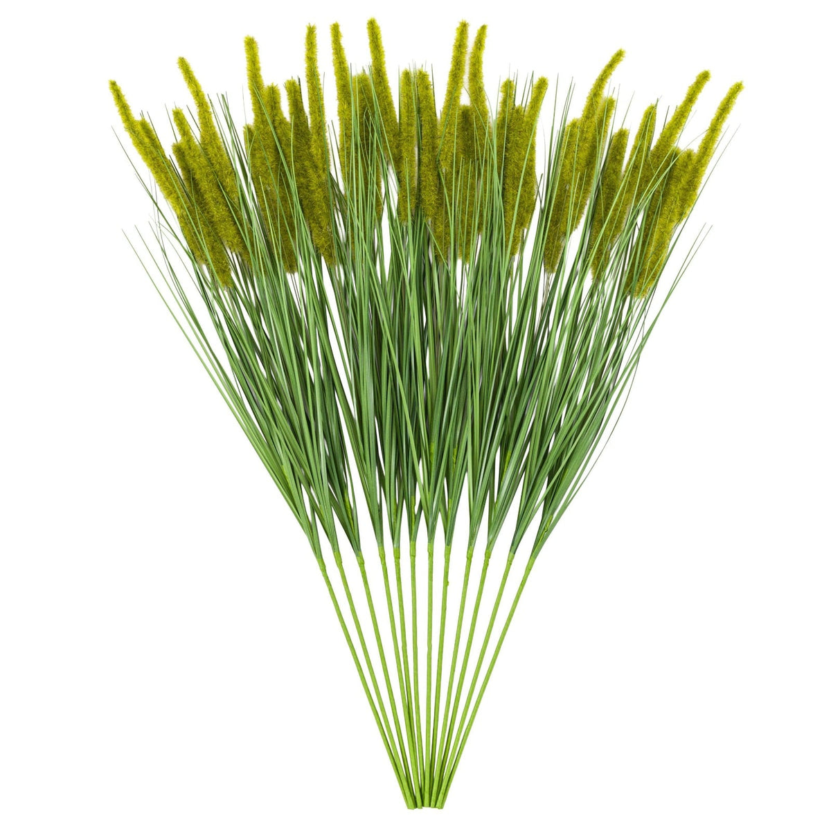 Faux Grass with Seed Heads in Green Set of 12