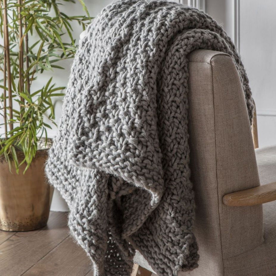 Baldwin Grey Chunky Knitted Throw
