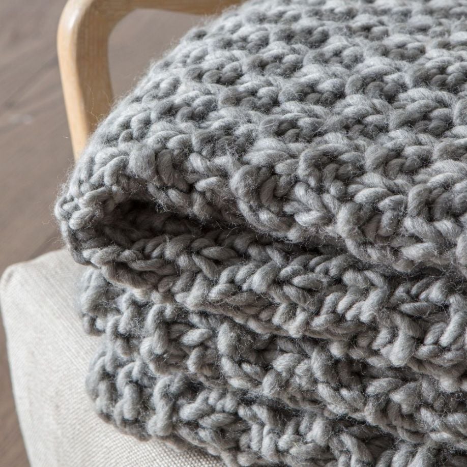 Baldwin Grey Chunky Knitted Throw