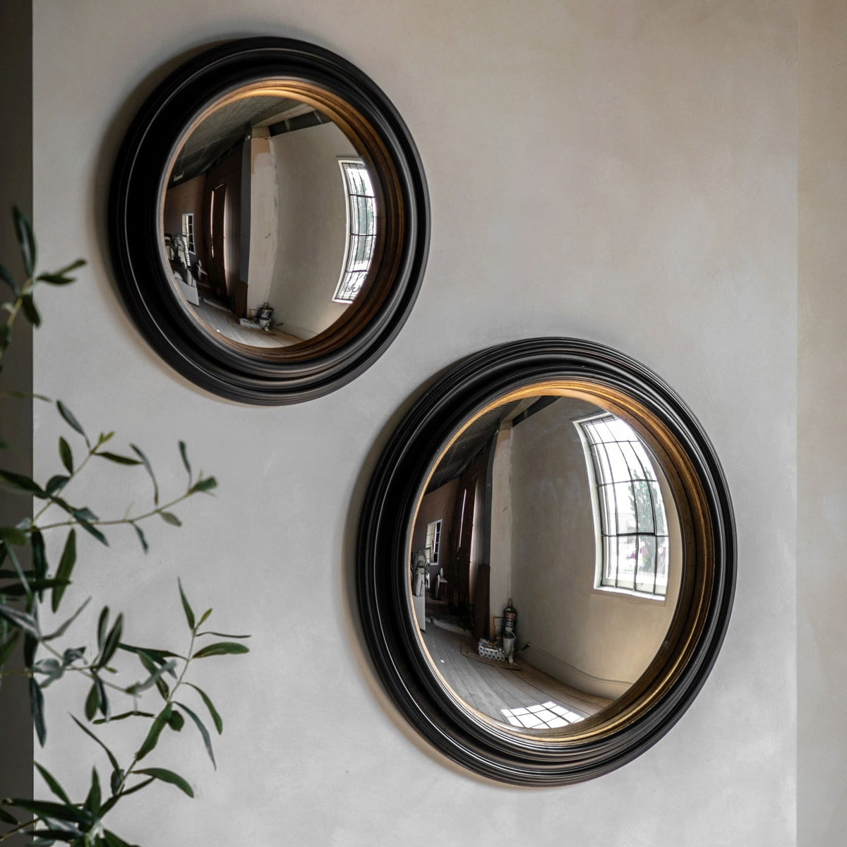 Trinity Gold and Black Convex Mirror - Small