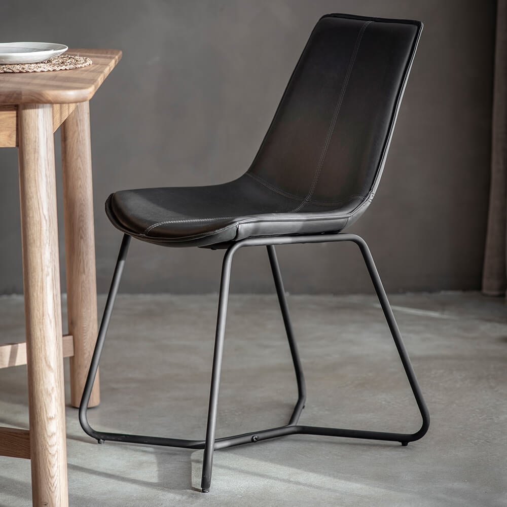 Industrial Dining Chair in Charcoal Black - Set of 2