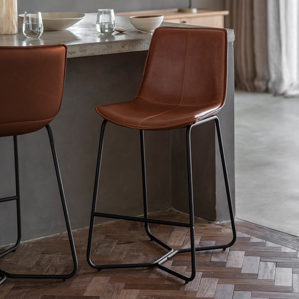 Industrial Counter Stool in Brown Set of 2