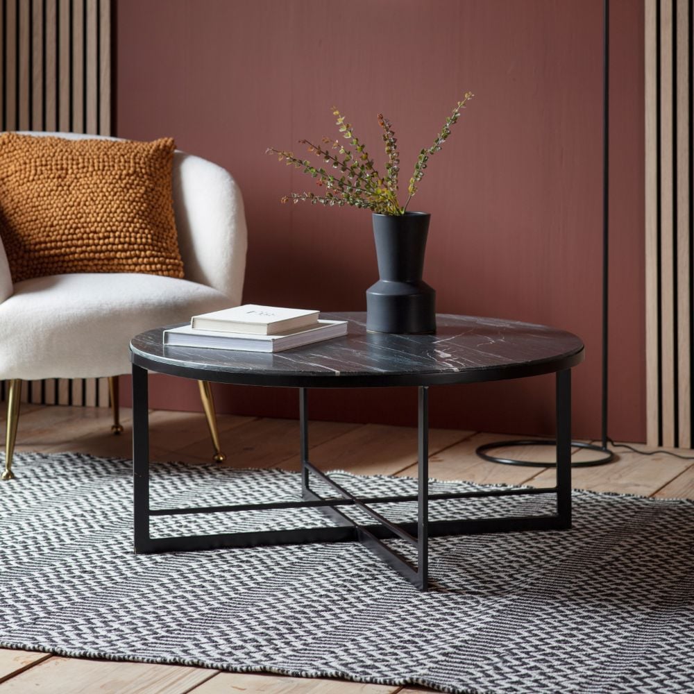 Talgarth Marble Coffee Table in Black