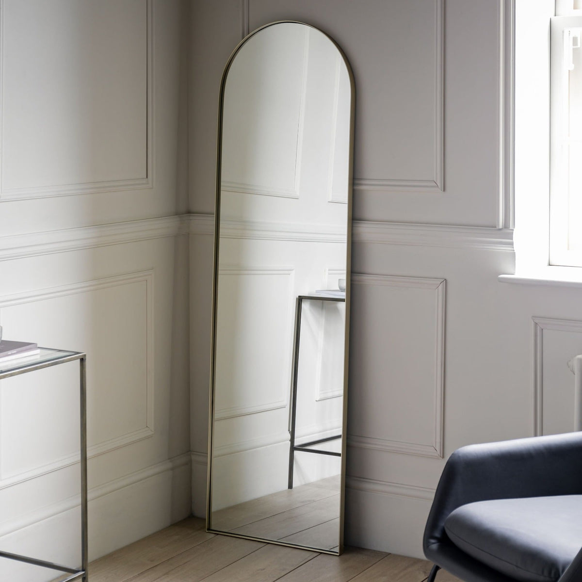 Albion Arched Full Length Mirror in Champagne