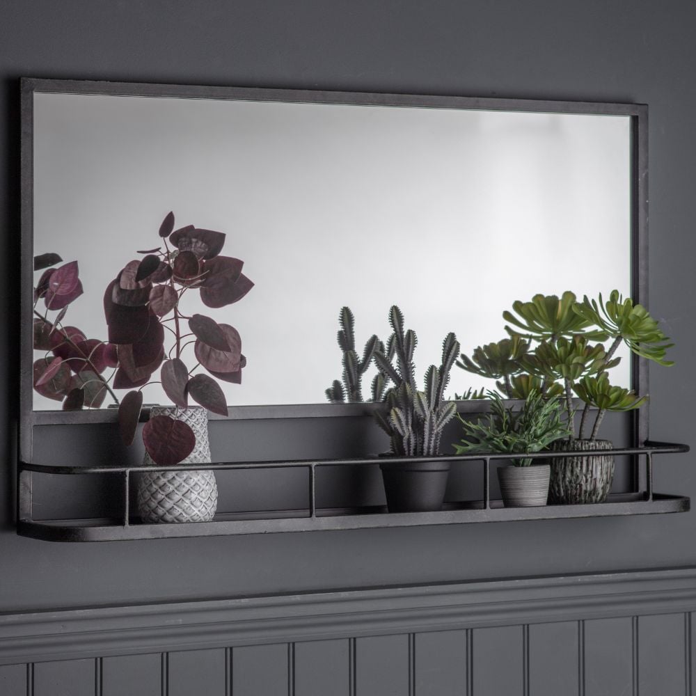 Chamberlayne Overmantel Mirror with Shelf Black