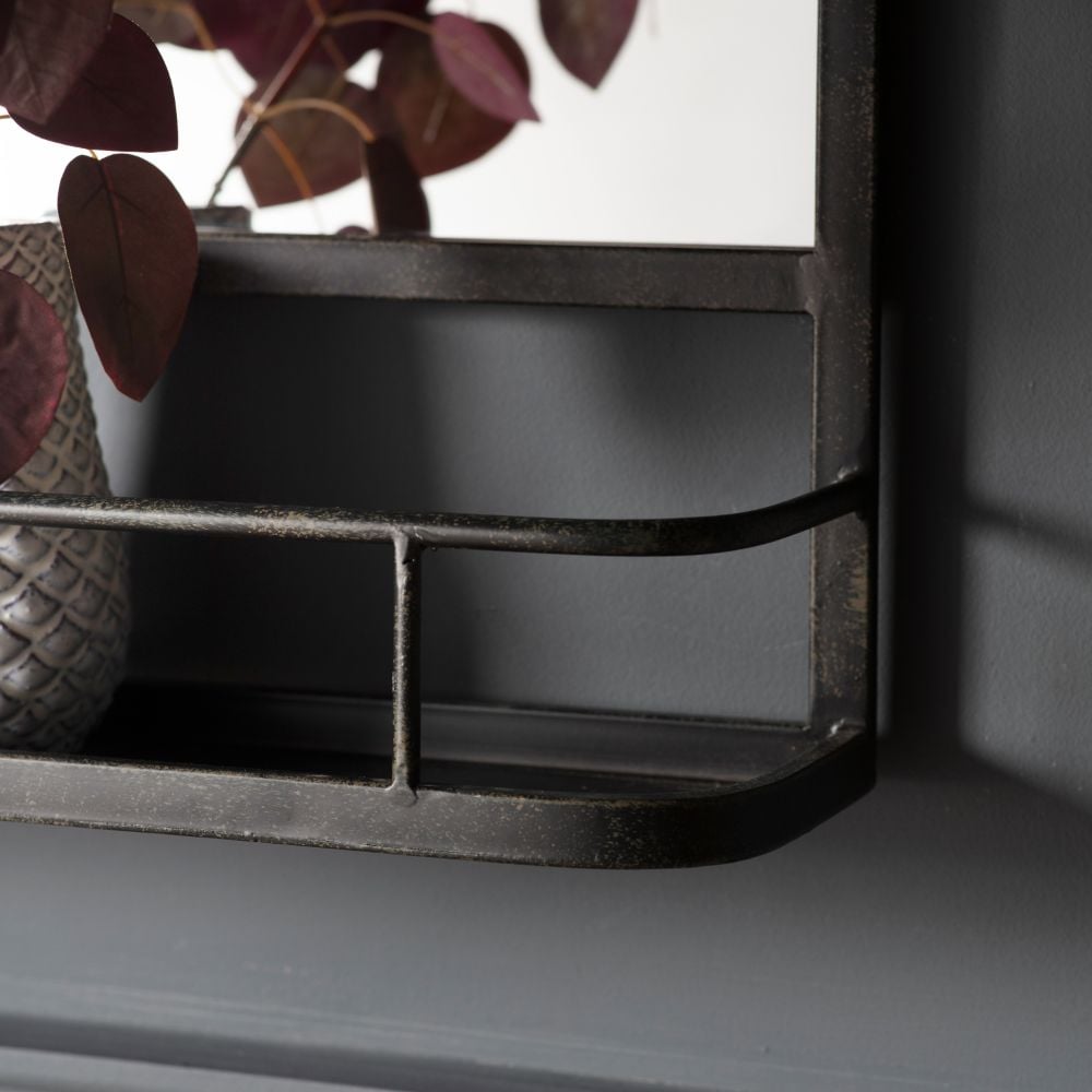 Chamberlayne Overmantel Mirror with Shelf Black