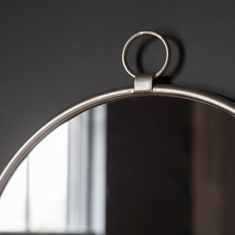 Austin Large Round Wall Hanging Mirror in Silver