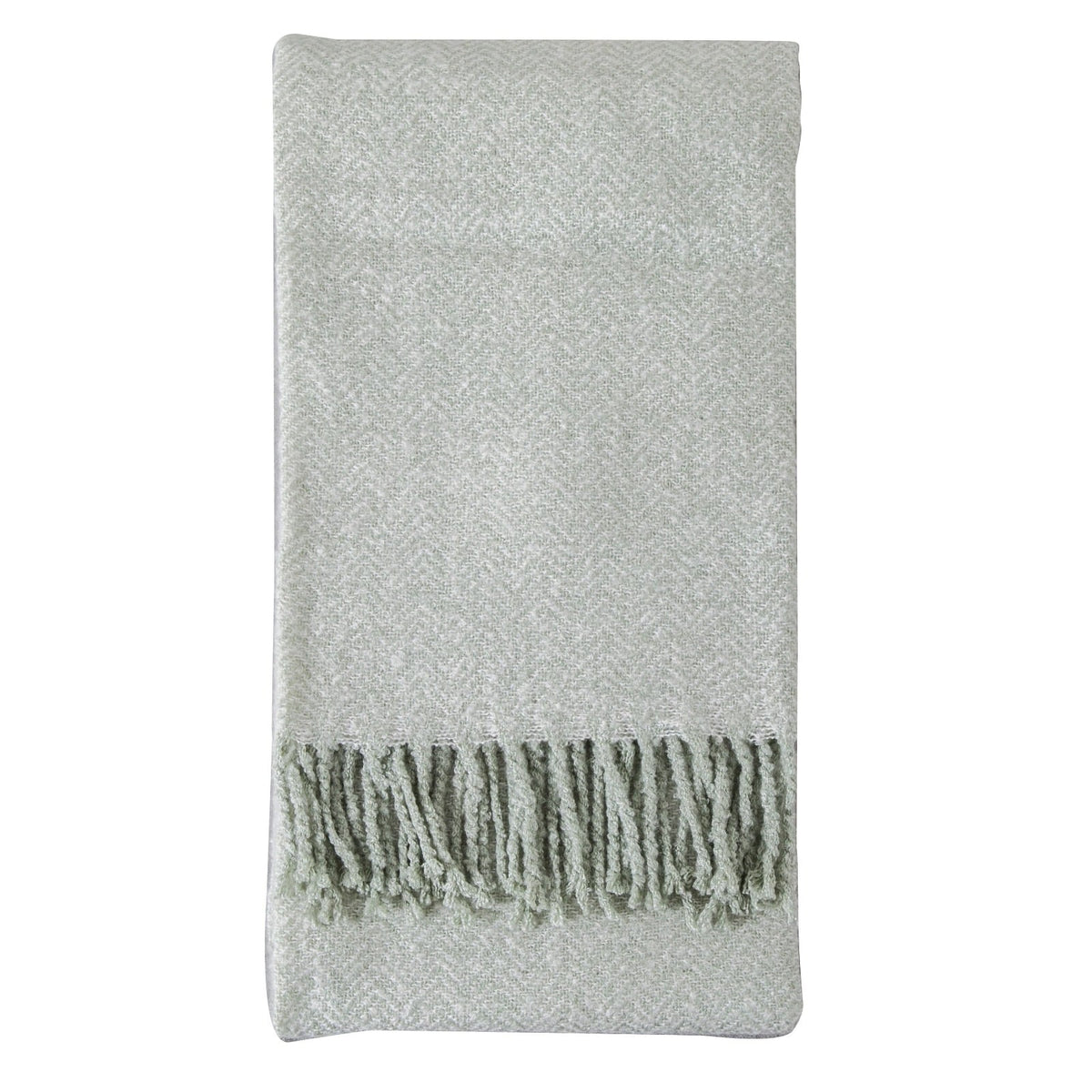 Herringbone Faux Mohair Throw in Sage