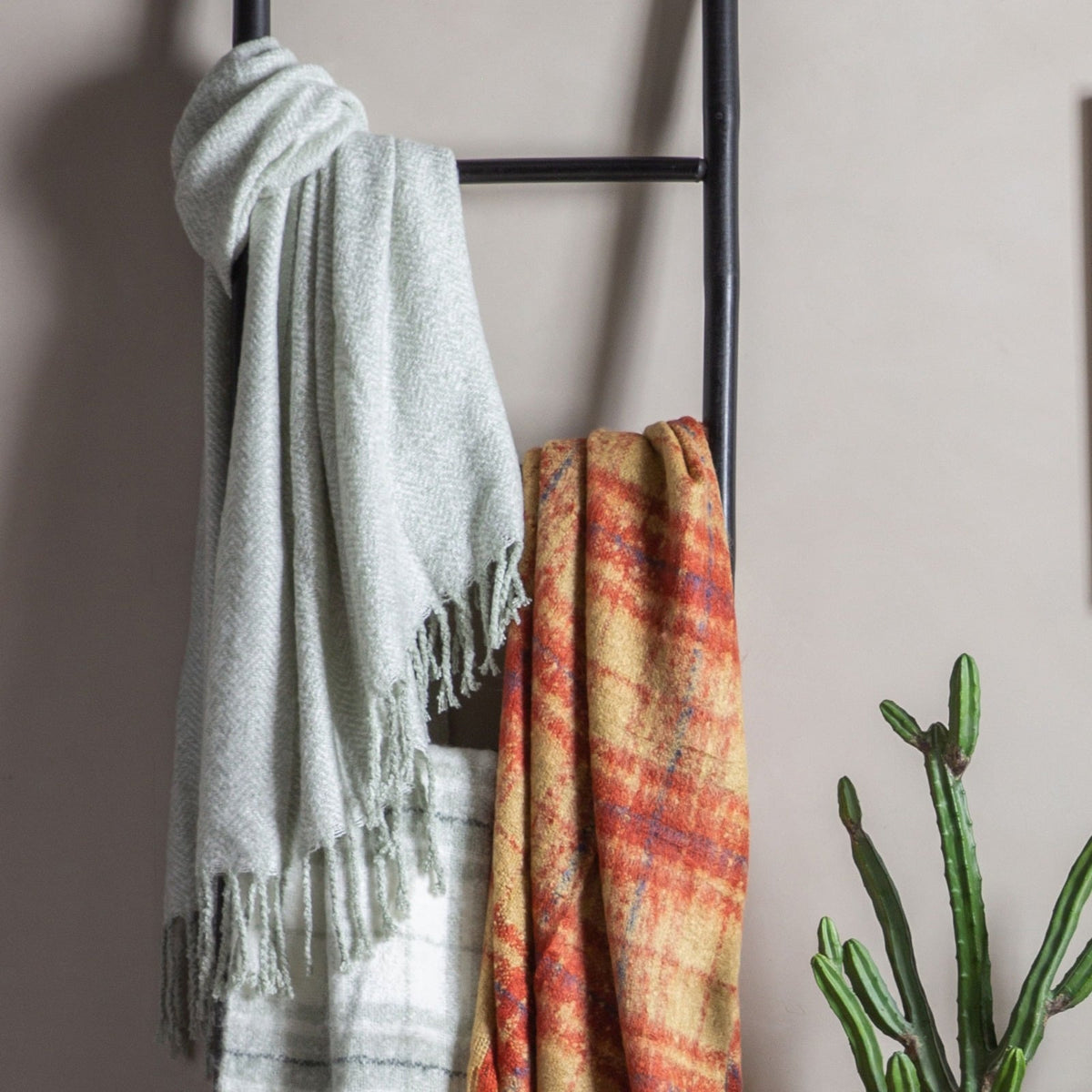 Herringbone Faux Mohair Throw in Sage