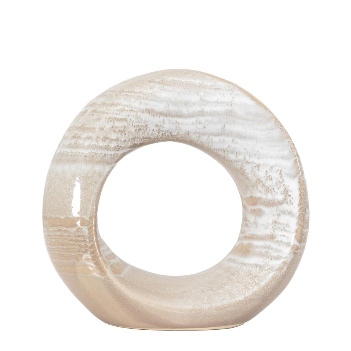 Otto Circle Sculpture in Reactive Grey Glaze - Large