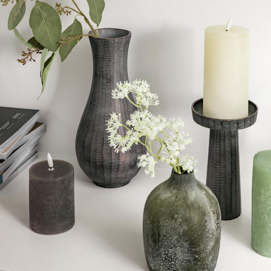 Alita Candlestick Small Antique Grey