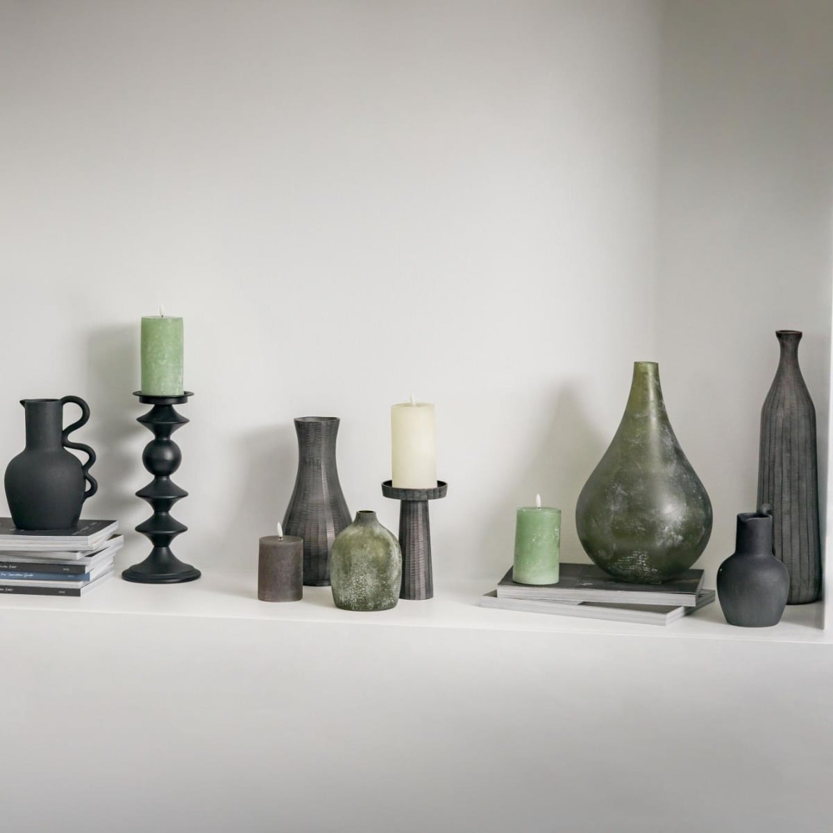 Alita Candlestick Small Antique Grey