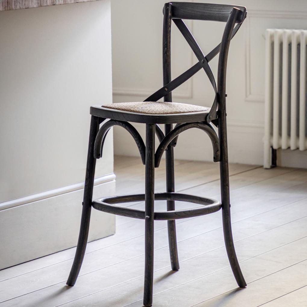 Fennel Black/Rattan Stool Set of 2