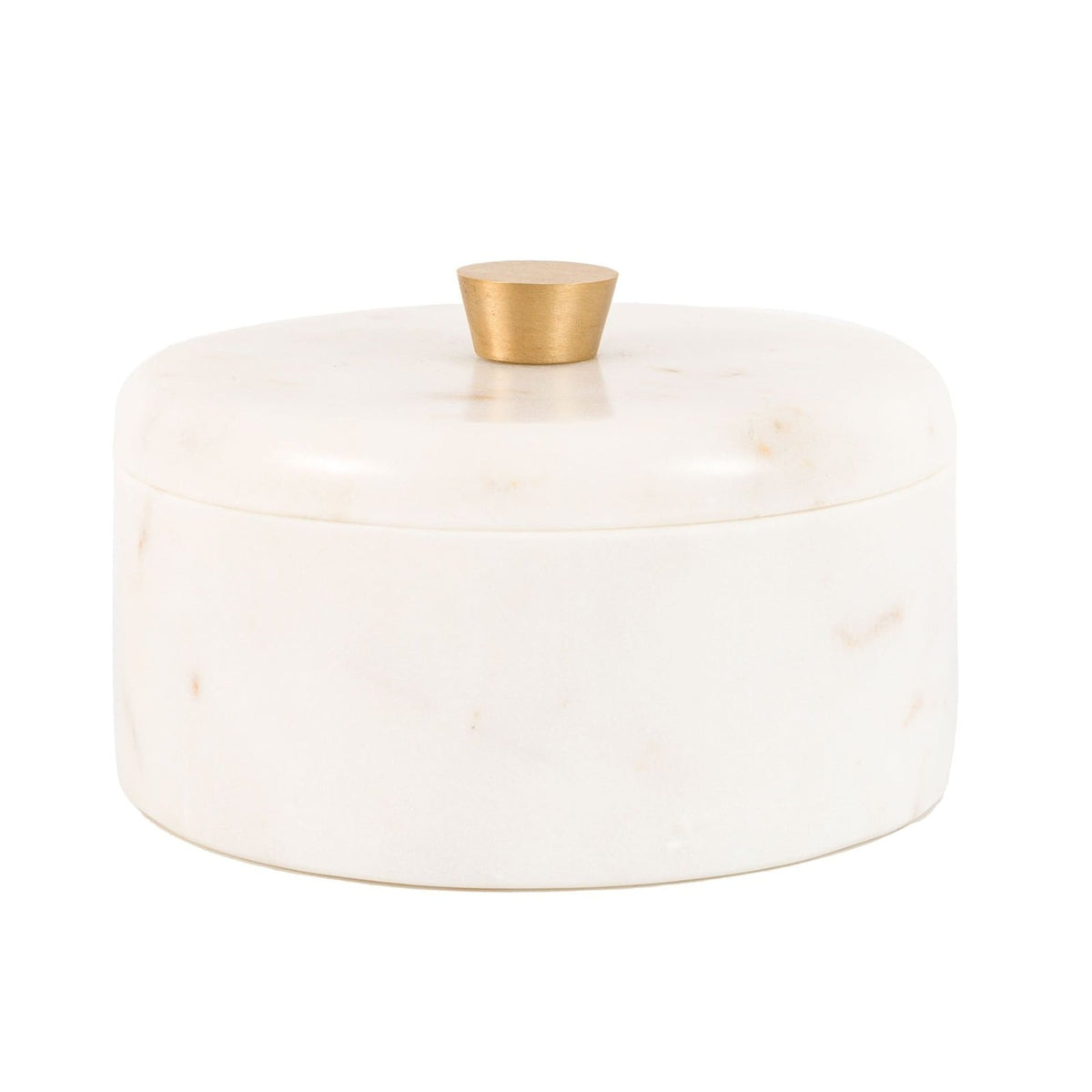 Large Veta Marble Rounded Box in White