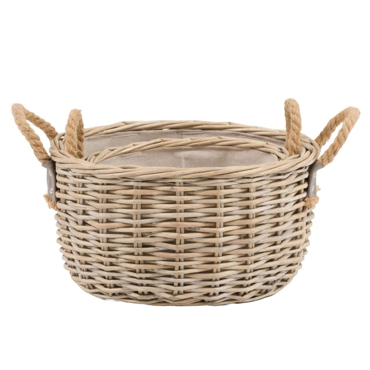 Eden Round Basket Handle in Natural - Set of 2