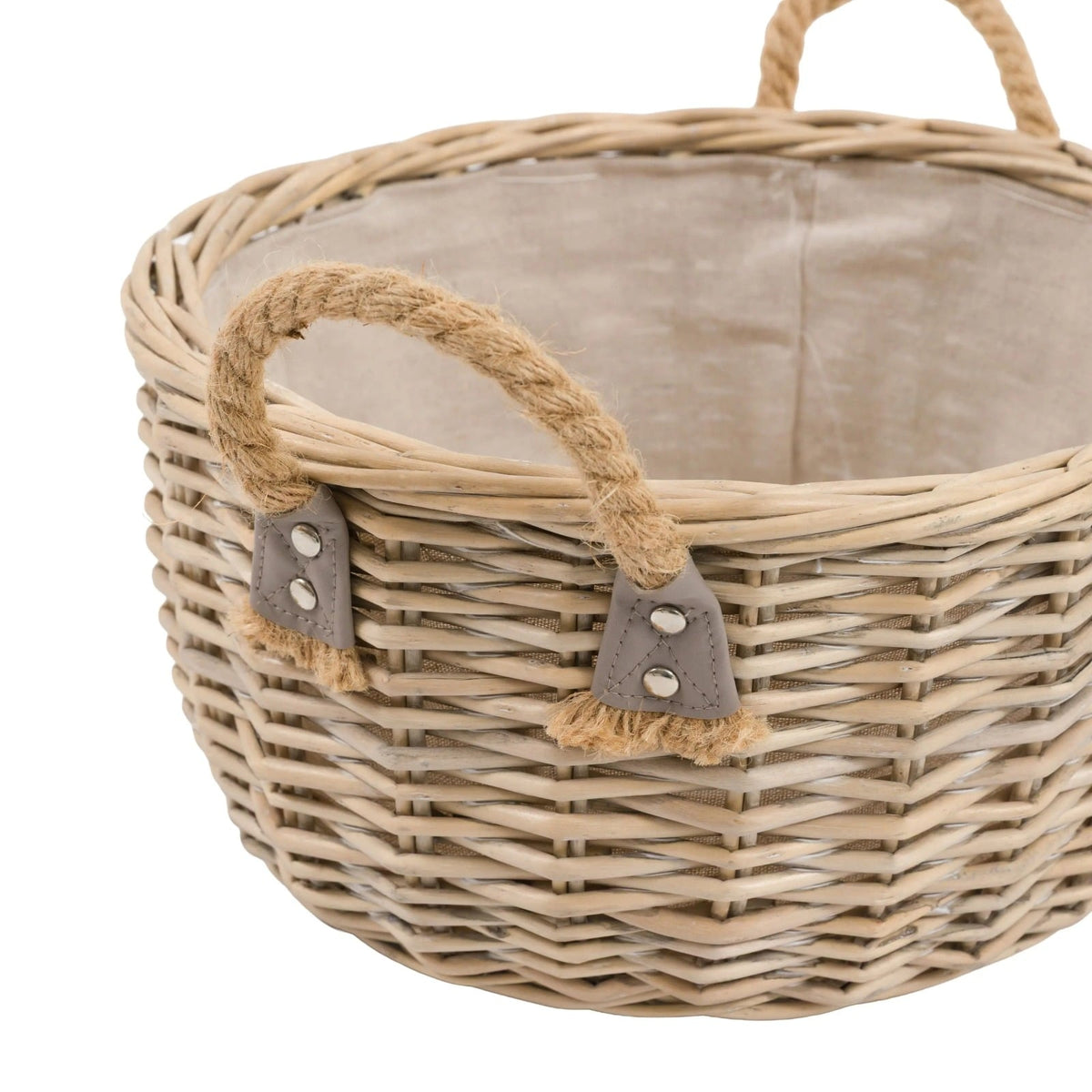 Eden Round Basket Handle in Natural - Set of 2