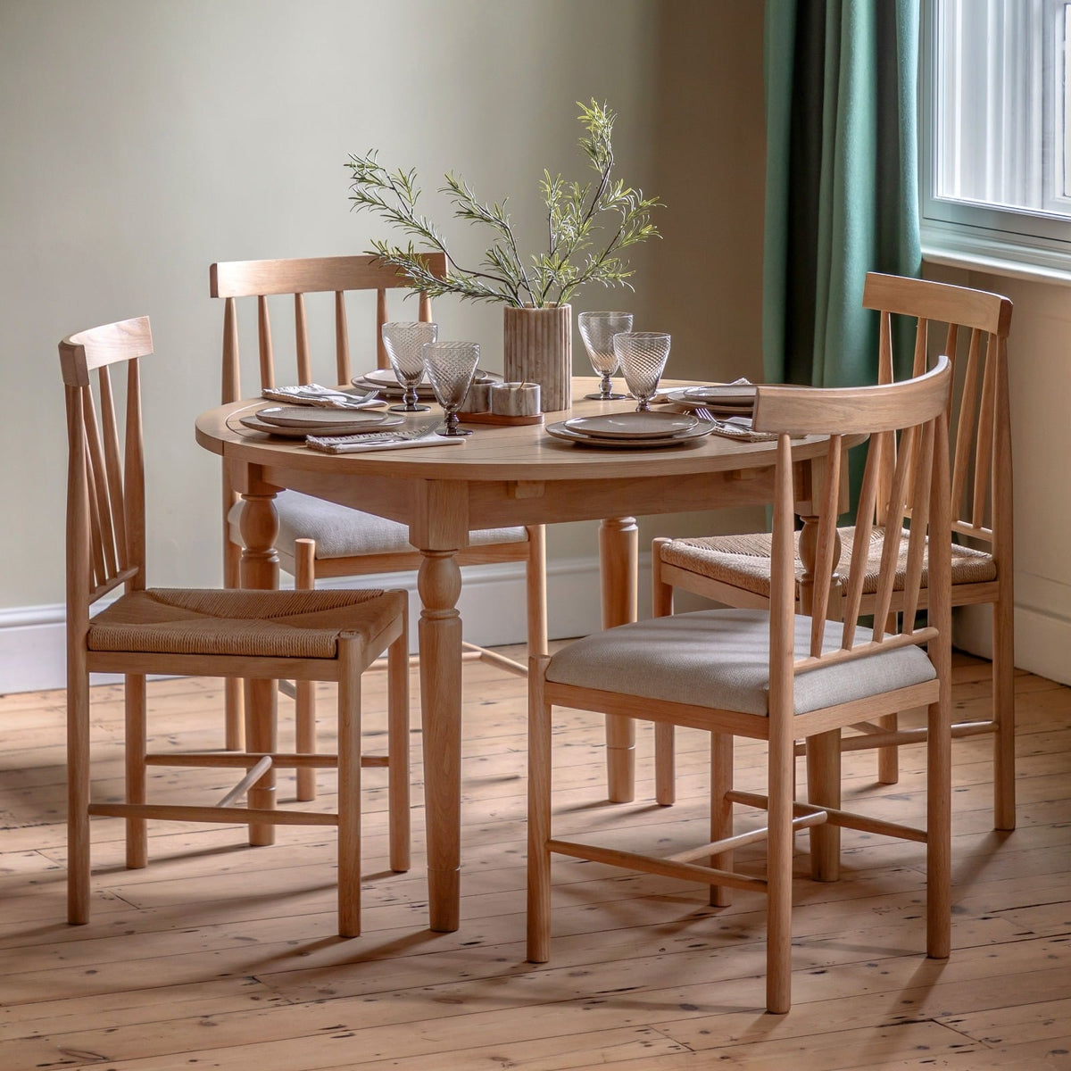 Eastfield Round Extending Dining Table in Neutral - 110cm