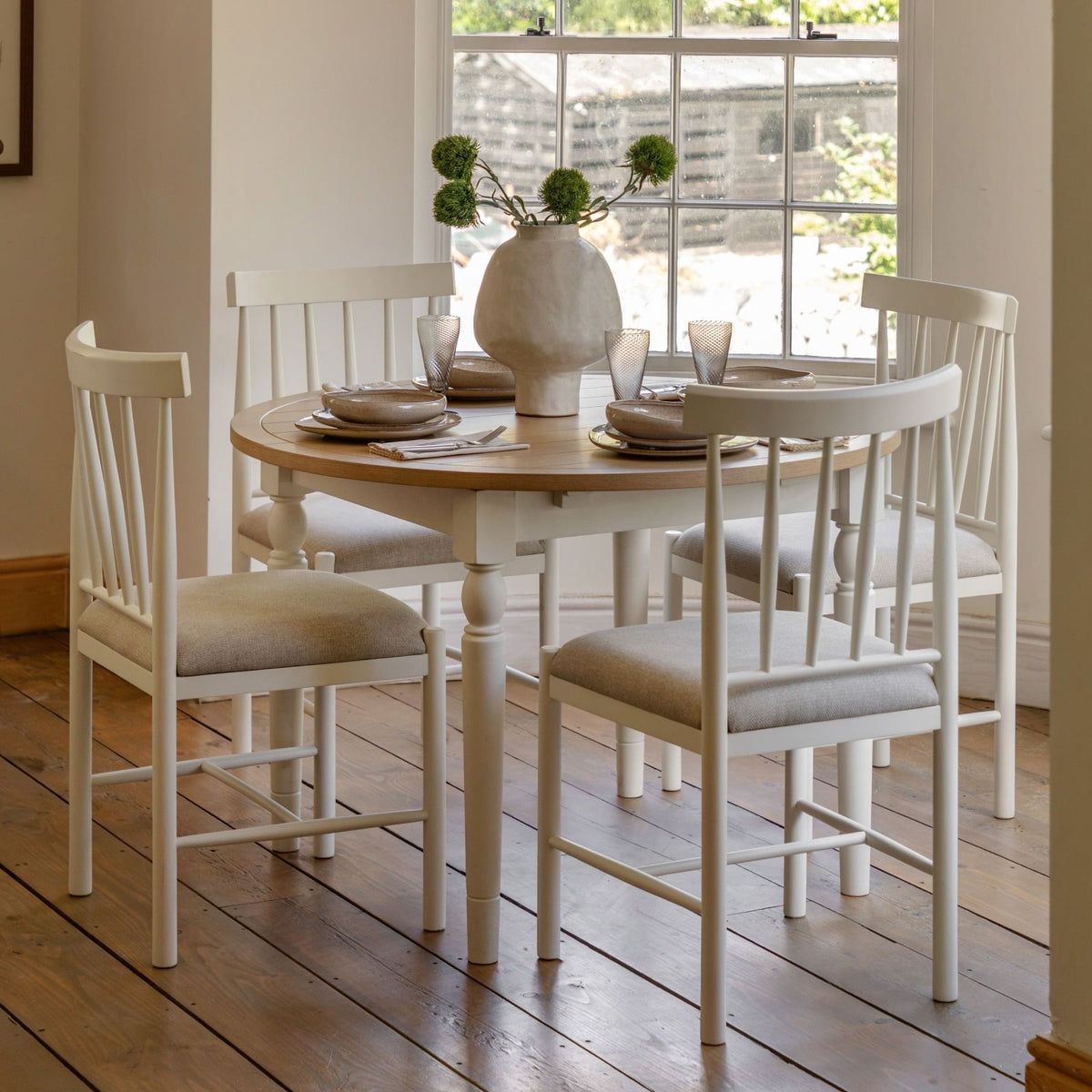 Eastfield Round Extending Dining Table in White - 110cm