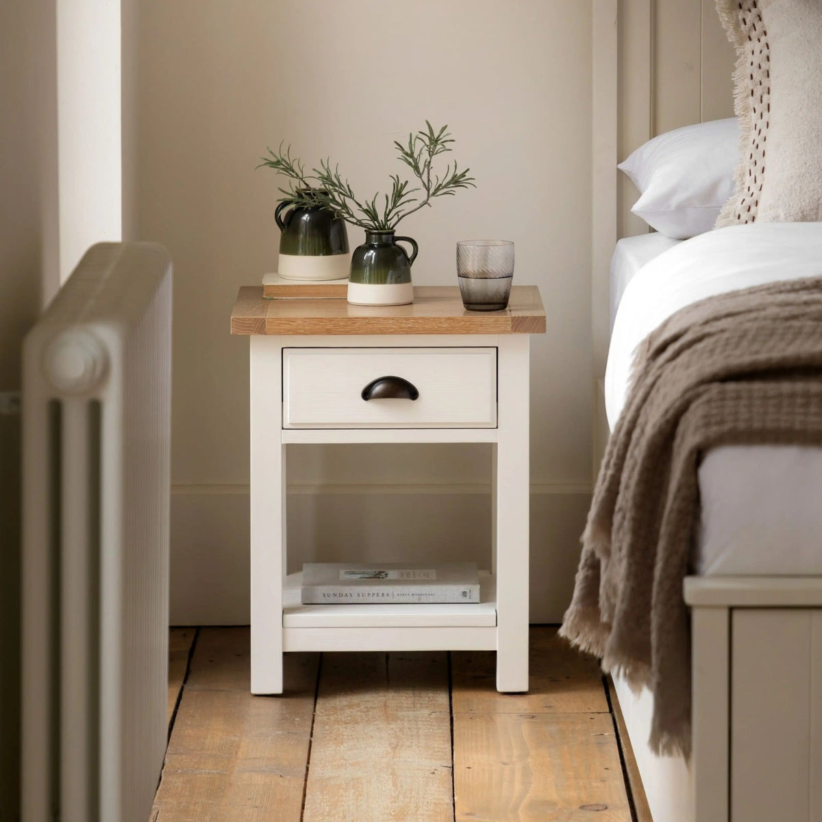 Eastfield Bedside Table in White