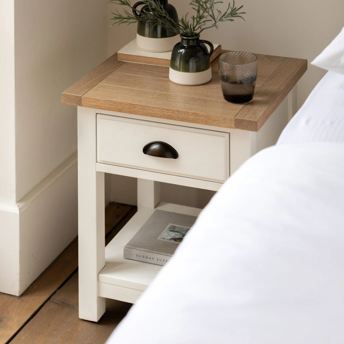 Eastfield Bedside Table in White