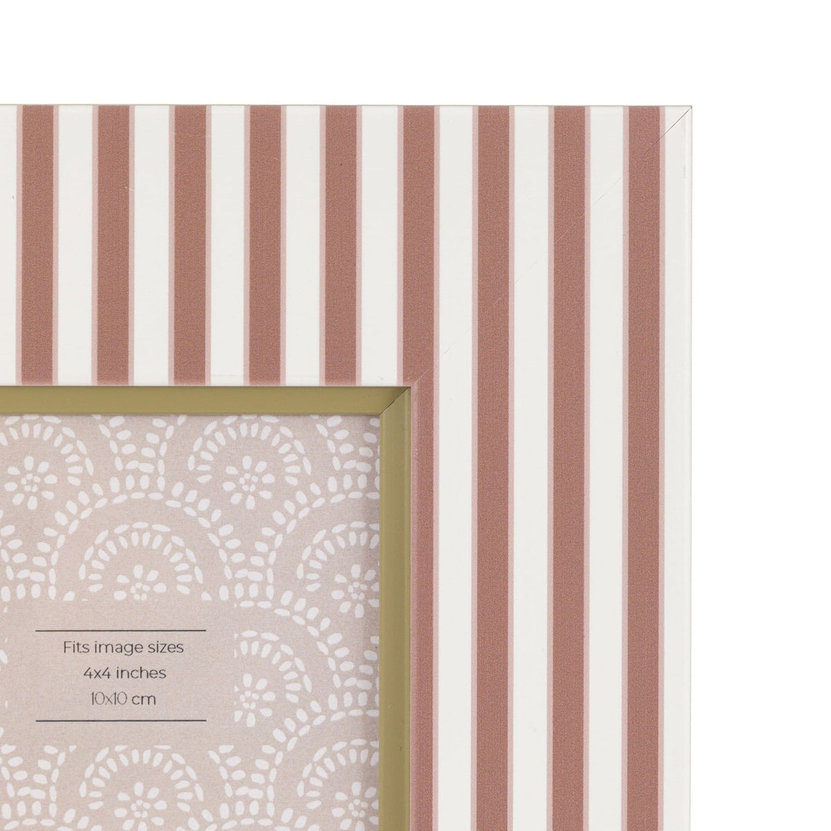 Stripe Photo Frame Olive & Fawn 4x4" - Set of 2