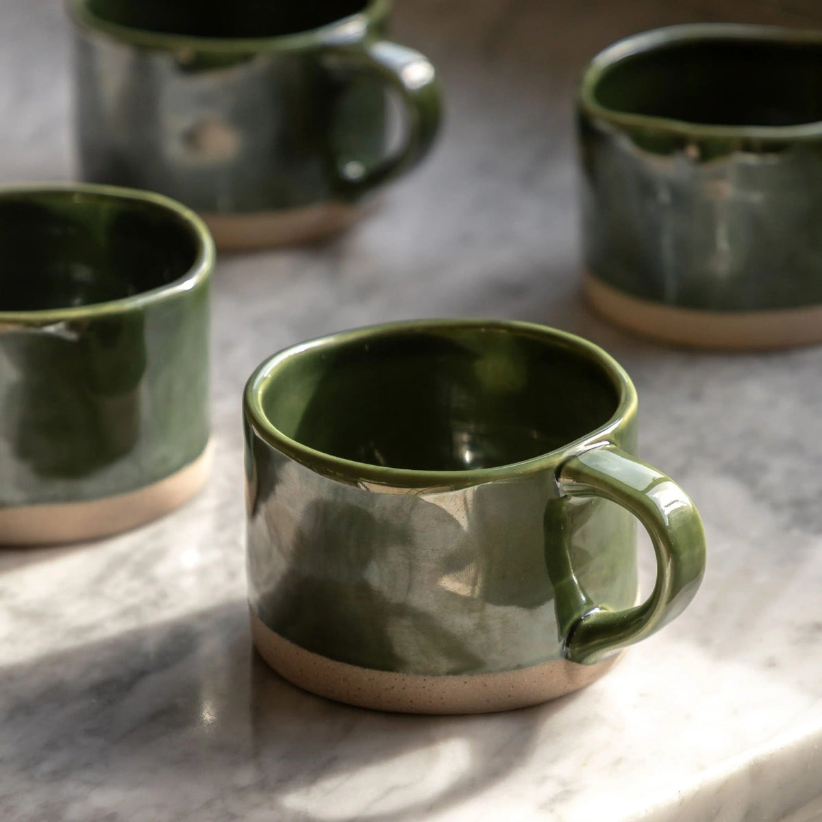 Rustic Mug in Green - Set of 4
