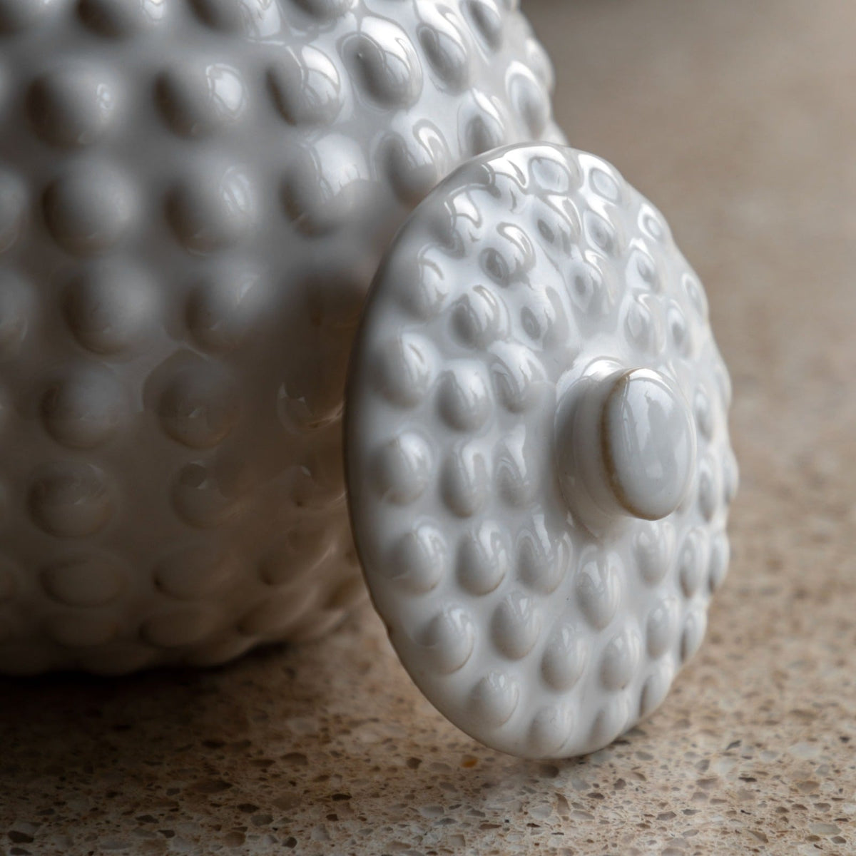 Alba Beaded Trinket Jar in White - Small