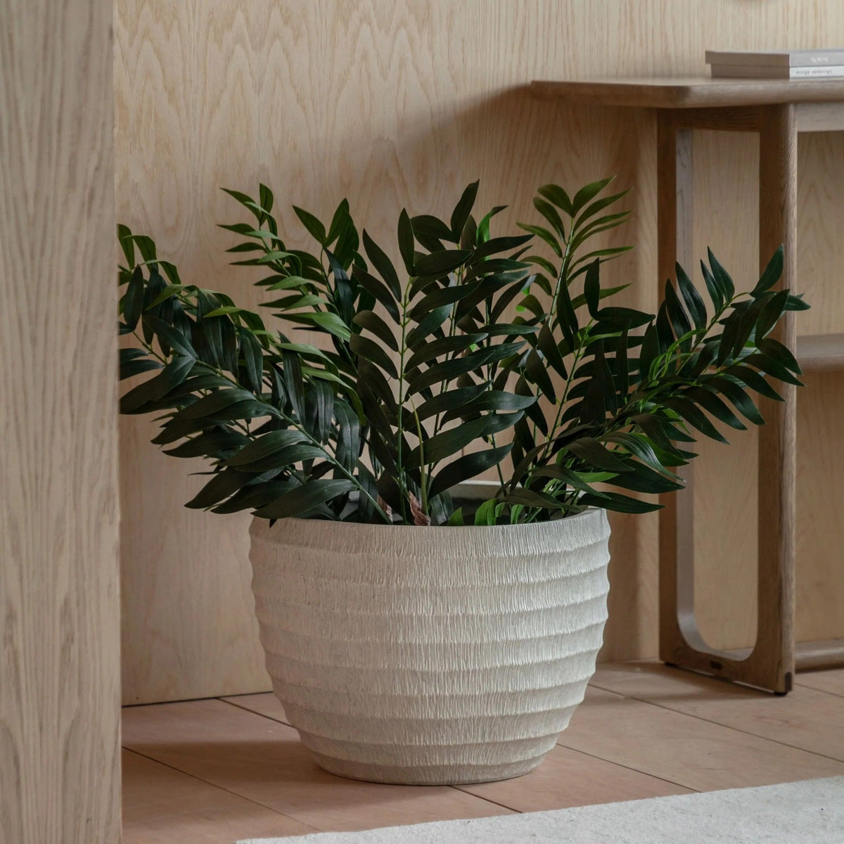Lorca Ridged Outdoor Planter in White