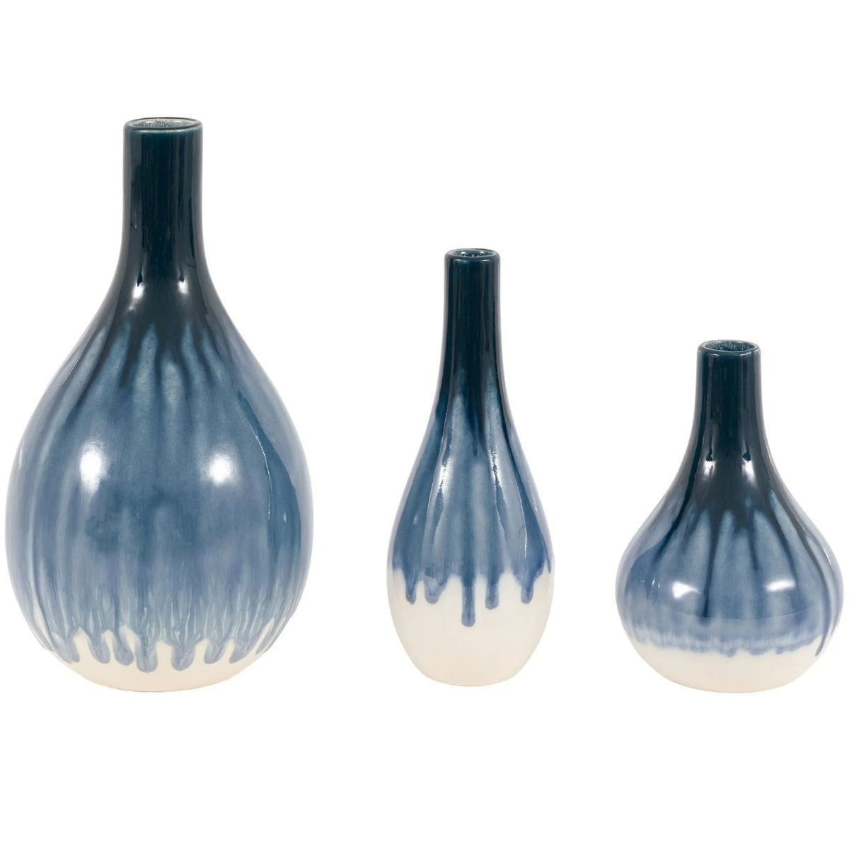 Orro Blue Organic Fade Ceramic Vase - Set of 3