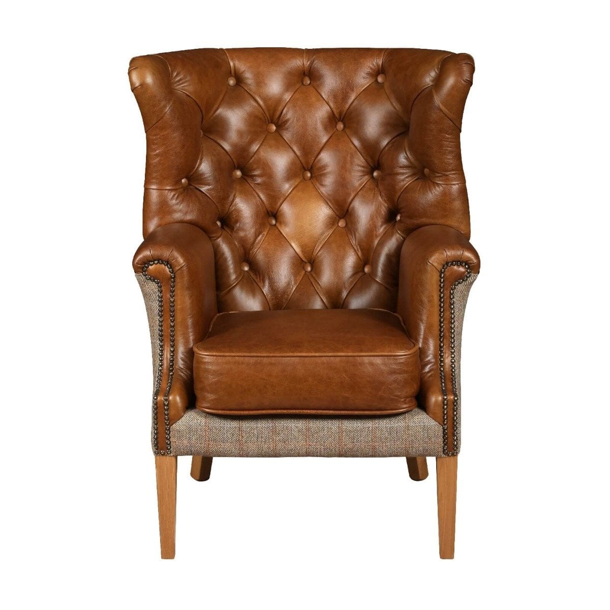 Winchester Chair Leather and Harris Tweed