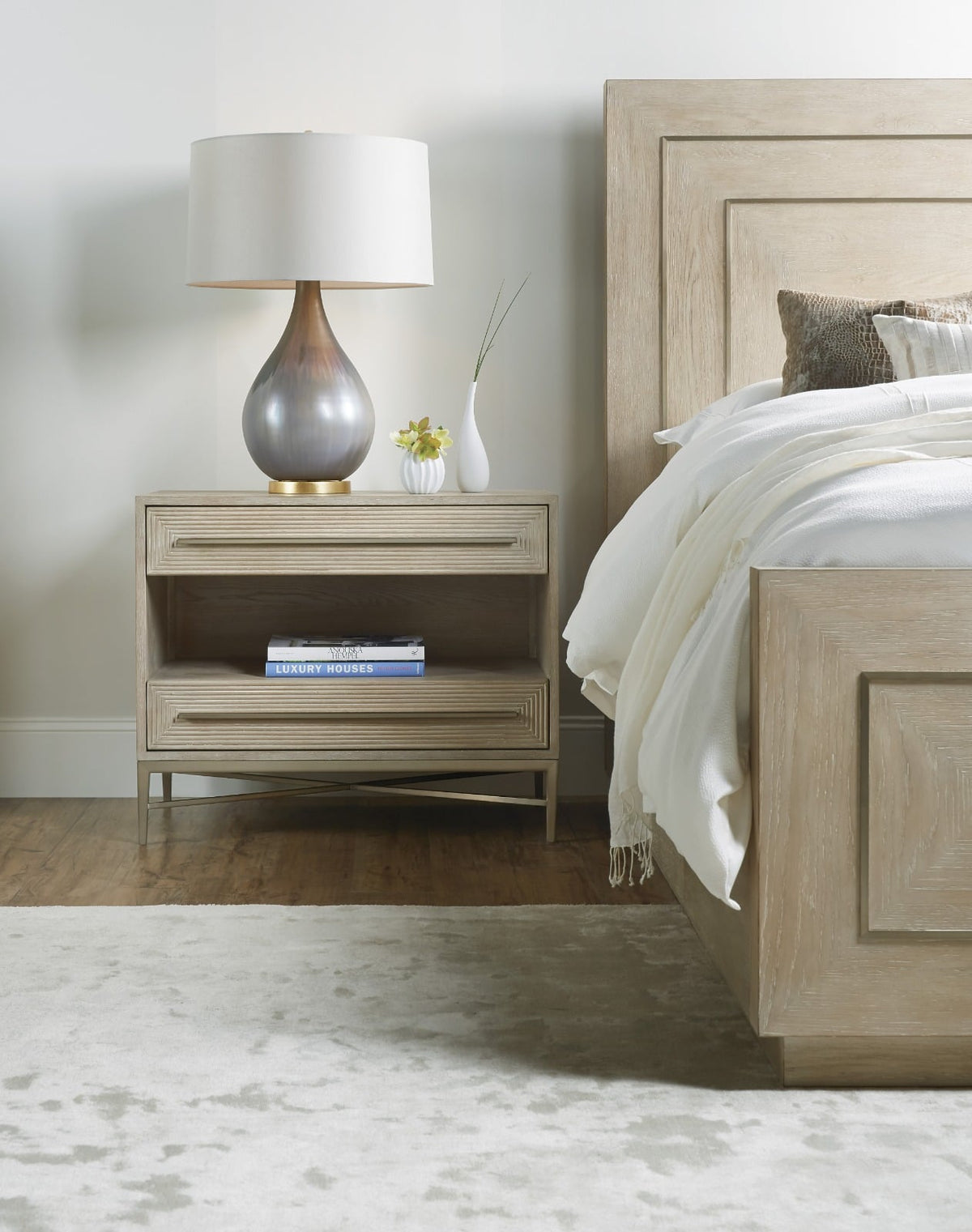 Cascade Two-Drawer Bedside Table