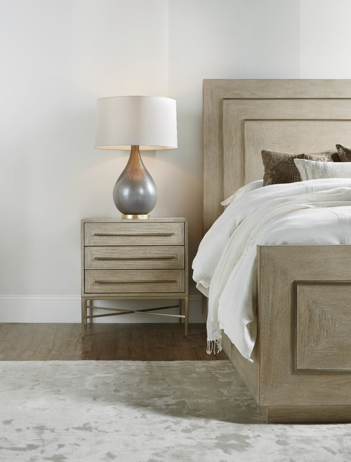 Cascade Three-Drawer Bedside Table