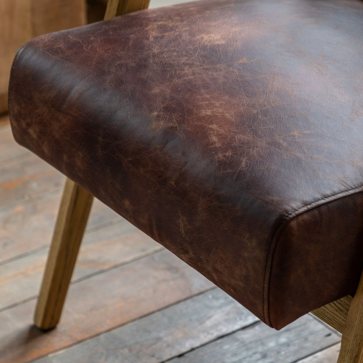 Hereford Mid Century Style Armchair in Brown Leather