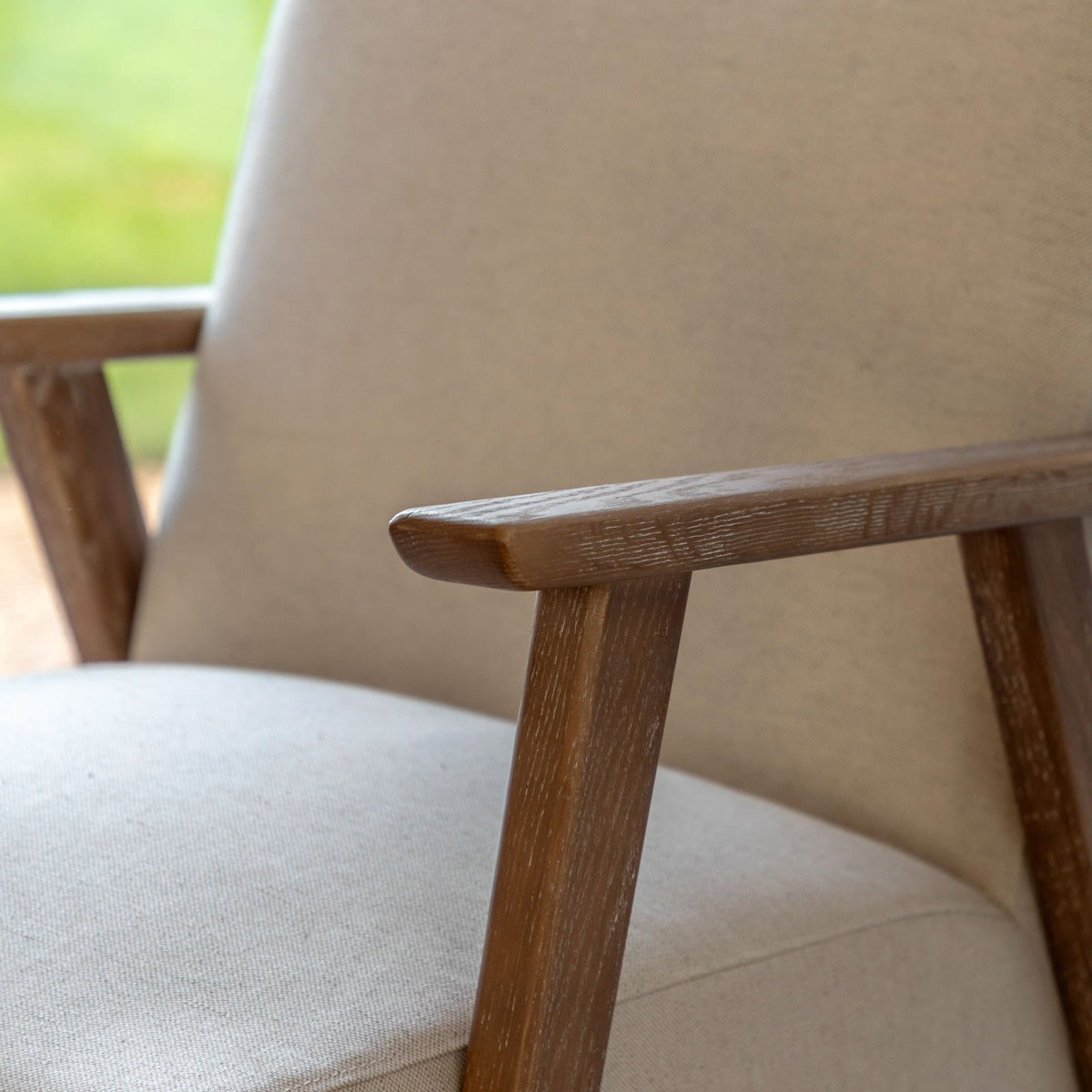Hereford Mid Century Style Armchair in Natural Linen