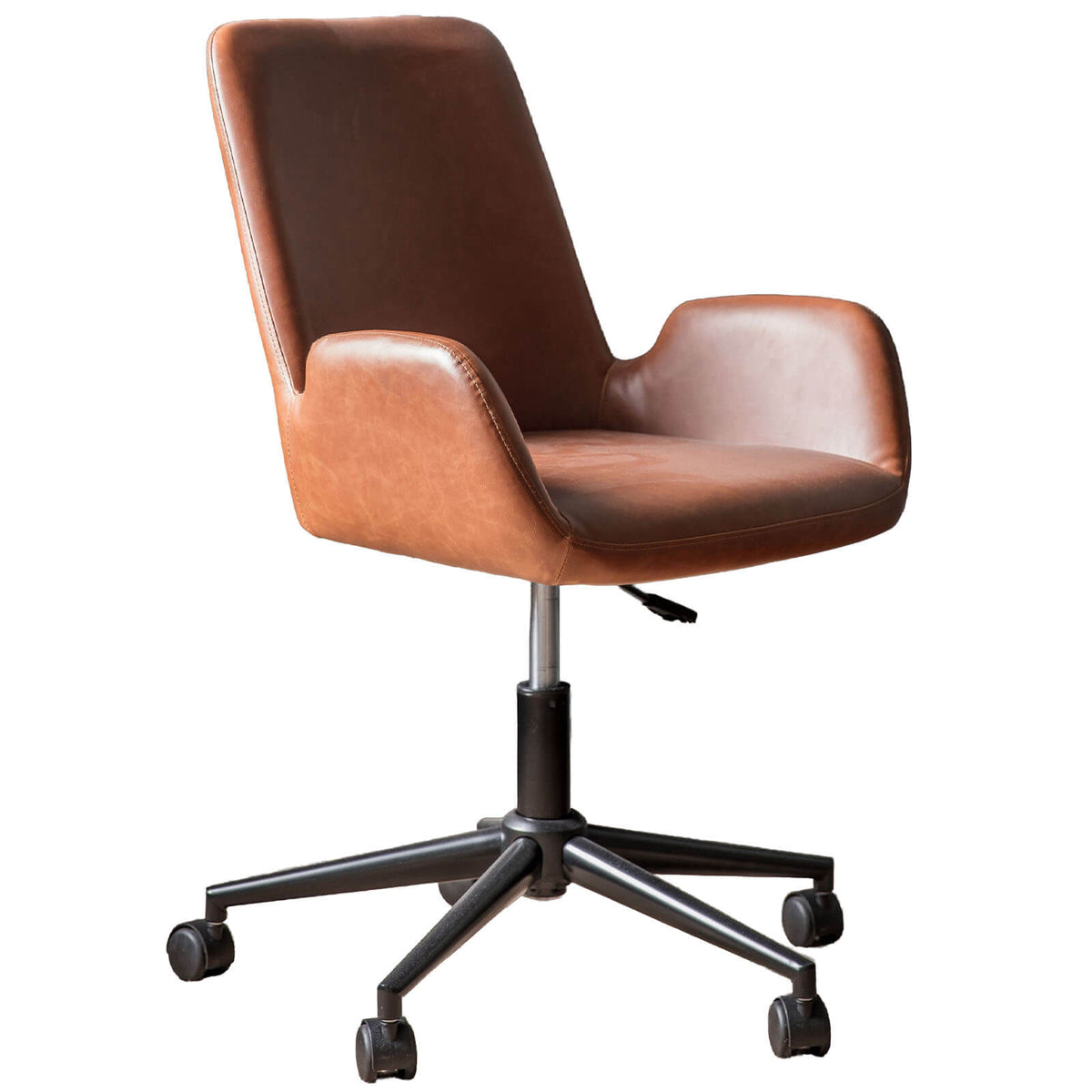 Whitehall Desk Chair in Brown Faux Leather