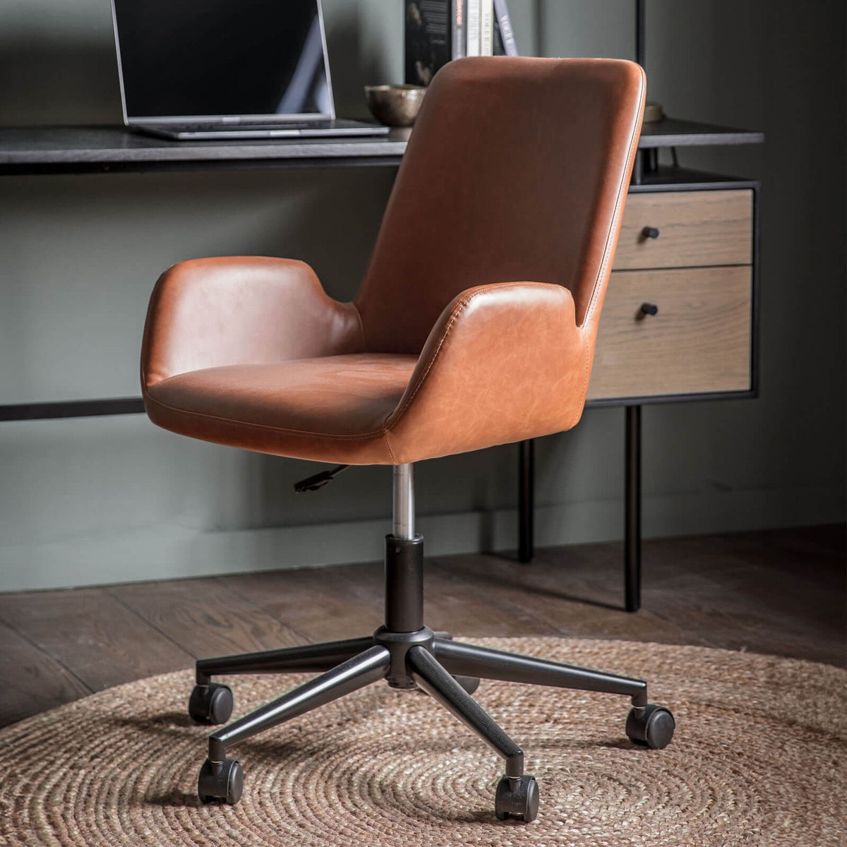 Whitehall Desk Chair in Brown Faux Leather