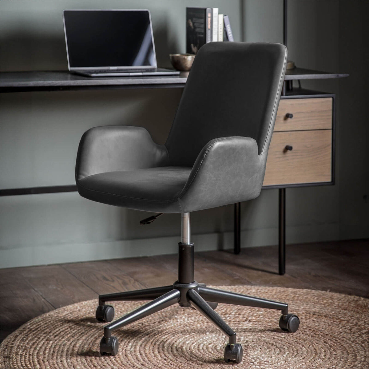 Whitehall Faux Leather Desk Chair in Charcoal