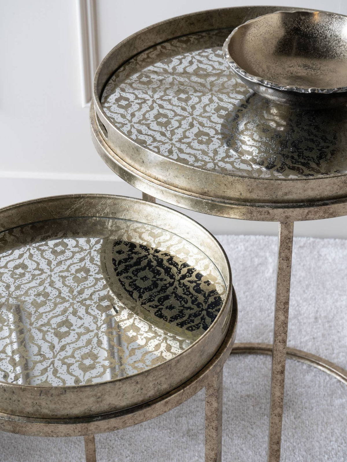 Nesting Side Tables Vienna with Diamond Pattern