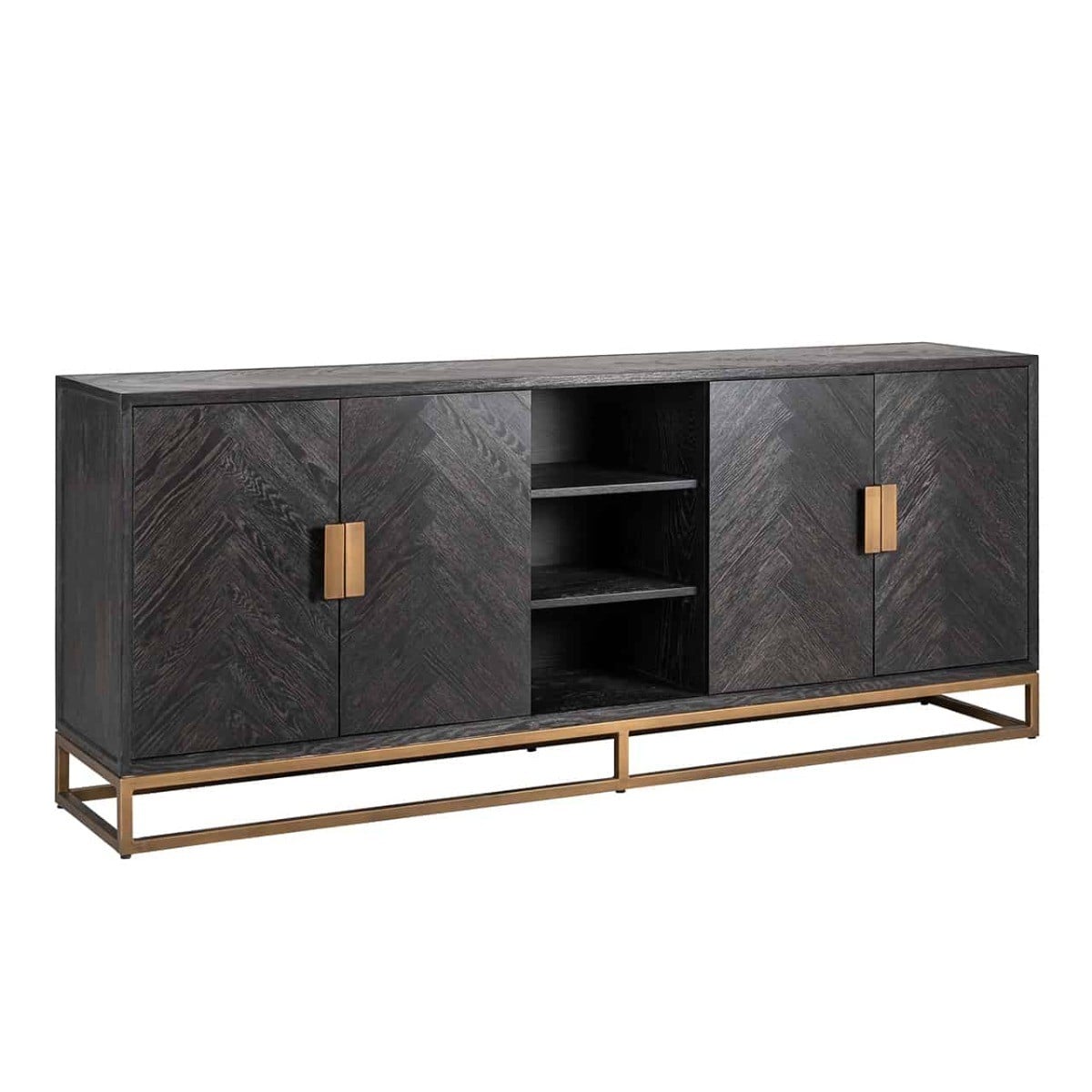 Blackbone Black & Brass Sideboard with Shelves