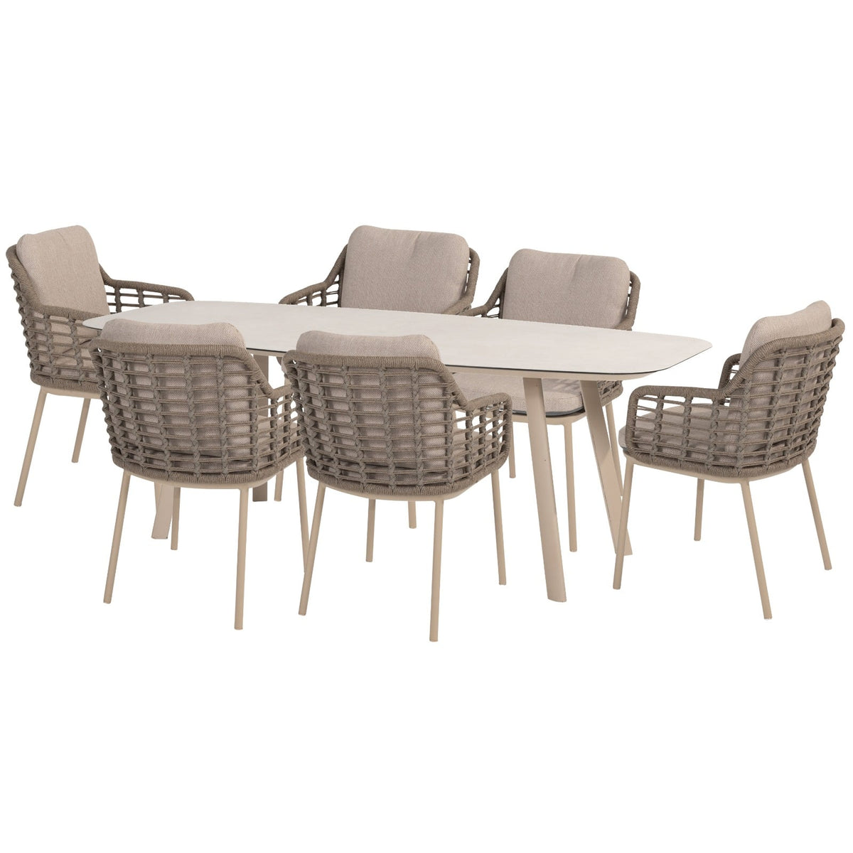 Puglia Outdoor 6 Seater Dining Set with Ceramic Dining Table
