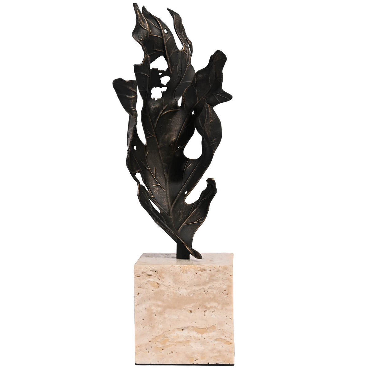 Abstract Leaf Sculpture in Antique Bronze