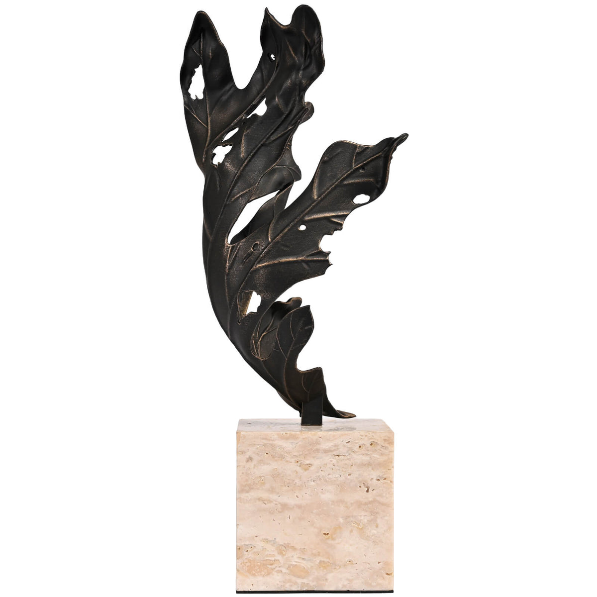 Abstract Leaf Sculpture in Antique Bronze