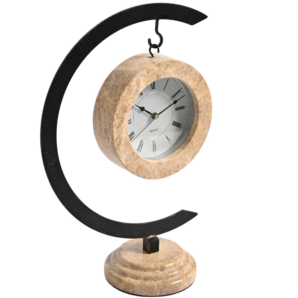 Clock on Stand in Light Emperador Marble