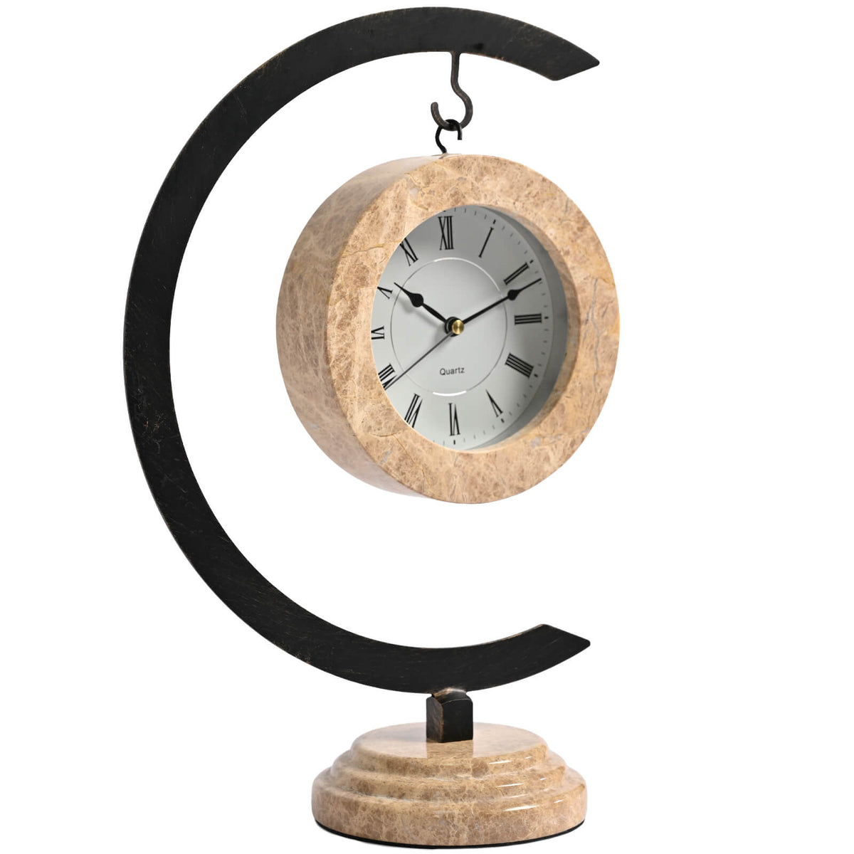 Clock on Stand in Light Emperador Marble