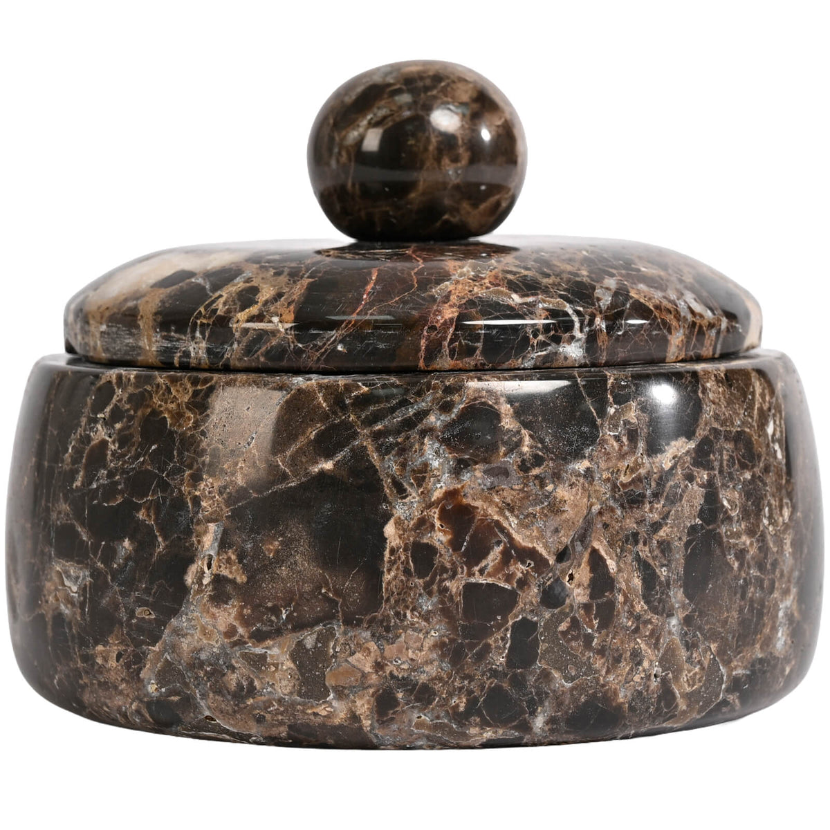 Pebble Lid Canister in Dark Emperador Marble