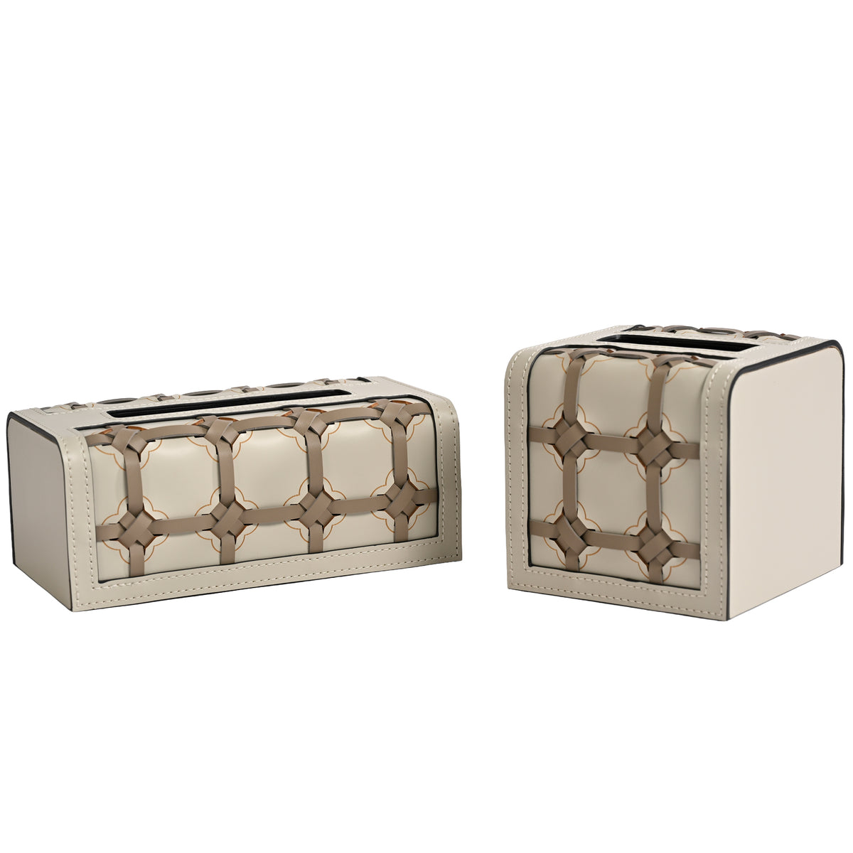 Rectangular Woven Leather Tissue Box