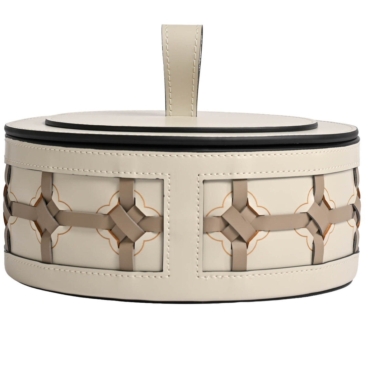Round Woven Leather Canister