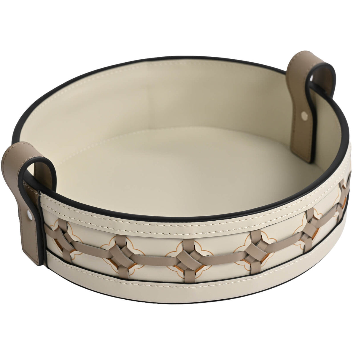 Round Woven Leather Tray - Small