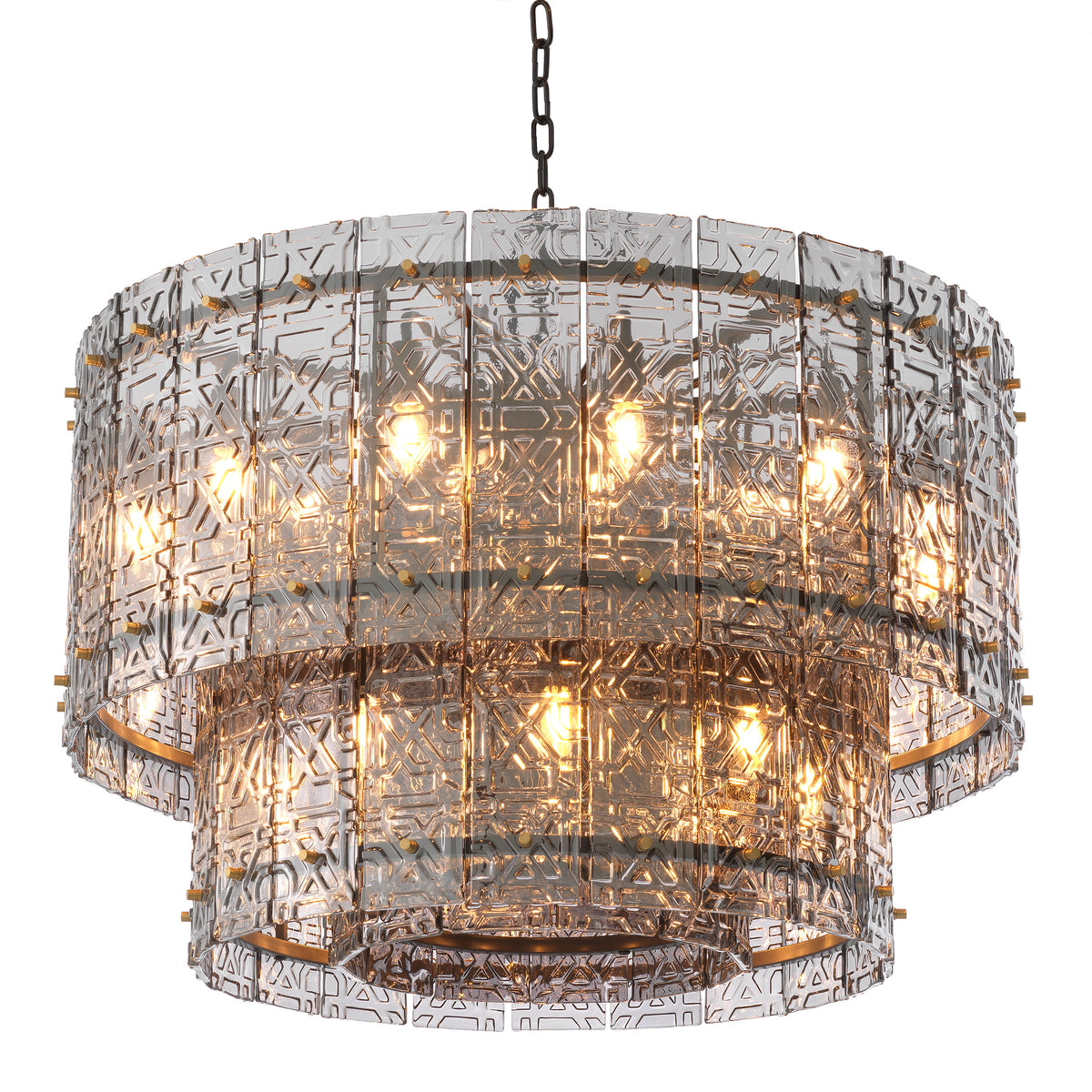 Georgette Chandelier in Bronze and Light Smoke Glass