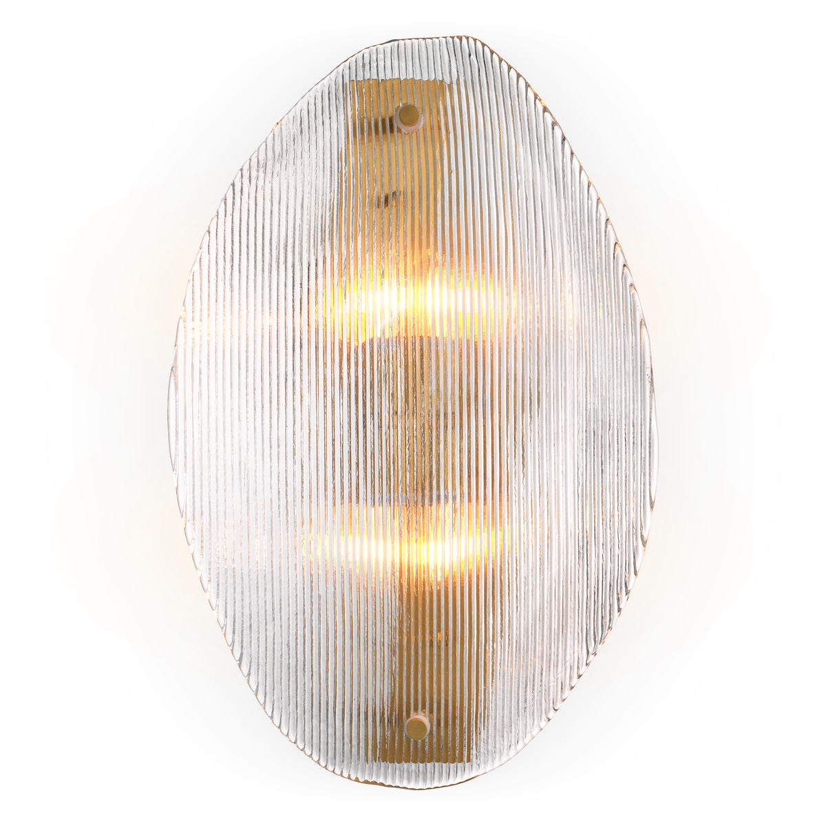 Hibis Wall Lamp in Antique Brass and Clear Glass